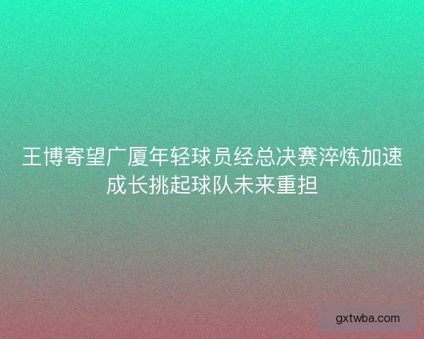 王博寄望广厦年轻球员经总决赛淬炼加速成长挑起球队未来重担